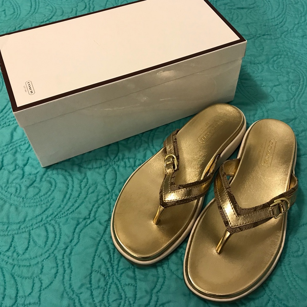Coach Lyndsey Gold Slippers (Size 8.5)
